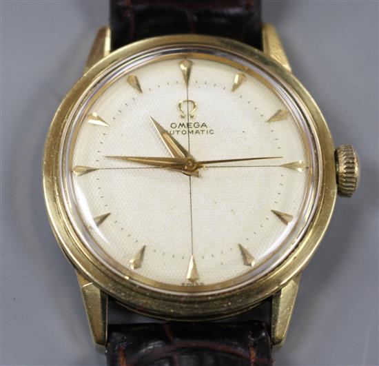 A gentlemans early 1950s 750 yellow metal Omega automatic wrist watch. movement c.354